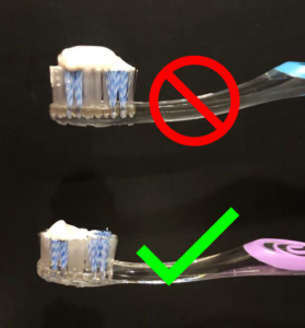 Quantidade correta de creme dental.